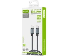 USB kabelis D-FRUIT DF440C, C-USB-C, 1 m, pilkos sp.