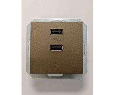 USB maitinimo lizdas QR1000, 2 vietų, 5V DC 3,4 A b/r, rudos sp.