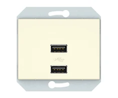 USB maitinimo lizdas QR1000, 2 vietų, 5V DC 3,4 A b/r, dramblio kaulo sp.
