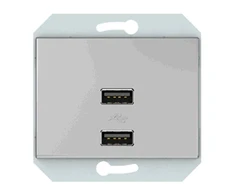 USB maitinimo lizdas XP 500, 2 vietų, 5V DC 3,4 A b/r, pilkos sp.