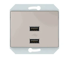 USB maitinimo lizdas XP 500, 2 vietų, 5V DC 3,4 A b/r, dramblio kaulo sp.