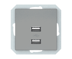 USB maitinimo lizdas XP 500, 2 vietų, 5V DC 3,4 A b/r, pilkos sp.