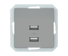 USB maitinimo lizdas XP 500, 2 vietų, 5V DC 3,4 A b/r, pilkos sp.