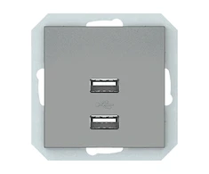 USB maitinimo lizdas XP 500, 2 vietų, 5V DC 3,4 A b/r, pilkos sp.