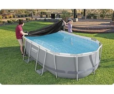 Uždangalas ovalo formos rėmo baseinui 427 x 250 x 100 cm Bestway 58425