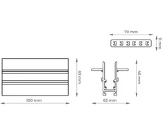 Užglaistomas bėgelis magnetinės sistemos DPM MTL-R-1-B, 100 cm, juodos sp.