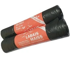 Labais Maiss Užtraukiami šiukšlių maišai 33 mikronai 52x72cm/35L/10vnt. juodi