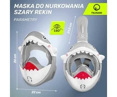 Vaikiška nardymo kaukė „TSUNAMI SHARK“, pilka