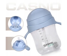 Vaikiškas buteliukas, nepralaidus vandens butelis su šiaudeliu, Tritan be BPA Casno 240 ml, 6m