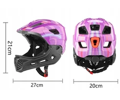 Vaikiškas dviratininko šalmas su nuimamu burnos dangteliu LED 48-53cm violetinė
