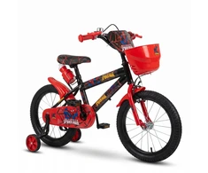 Vaikiškas dviratis 16 colių SpiderMan Side Wheels vandens butelis raudonas juodas