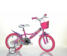 Vaikiškas dviratis BIMBO BIKE Girl Buterfly, 16 dydis, baltos/rausvos sp.