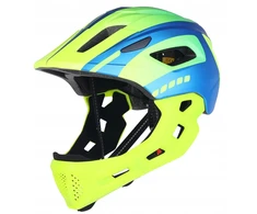 Vaikiškas šalmas Switch 2in1 Fullface LED MTB dviratis EN1078 geltonai mėlynas