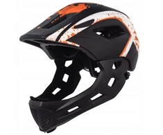 Vaikiškas šalmas Switch 2in1 Fullface, LED lemputė, MTB dviratis EN1078, oranžinė