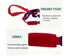 Vaikiški diržai nuo pabėgimo su pavadėliu – raudoni, saugaus vaikščiojimo diržai