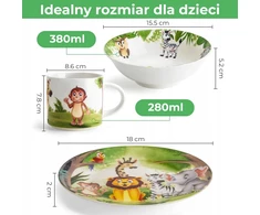 VAIKŲ VALGIMO STIKLINIAI INDĖLIAI SU DŽINGLIŲ MOTYVU 3 VIENŲ RINKINYS