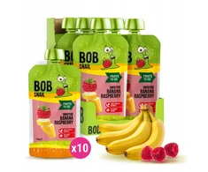 Vaisių putėsiai 100% vaisiai be pridėtinio cukraus BOB SNAIL Bananas Avietės 10x120 g