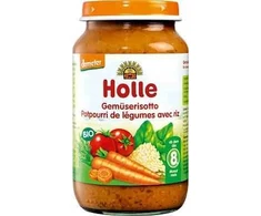 VAKARIENĖ SU DARŽOVĖMIS IR RYŽIAI IŠ 8 MC BIO 220g HOLLE