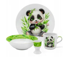 Vakarienės rinkinys vaikams 4 dalių porcelianinė puodelio lėkštė PANDA Bella Fiore