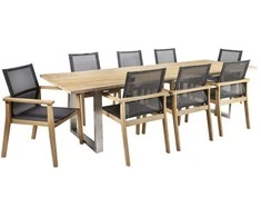 Lauko baldų komplektas Home4You Valgomojo baldų komplektas NAUTICA su 8 kėdėmis