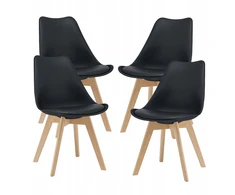 Valgomojo kėdžių rinkinys 4 vnt 81x49 cm Juoda