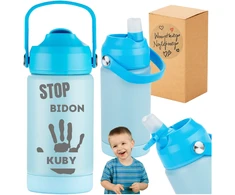Vandens buteliukas vaikams mokyklai, darželiui, graviruotas pavadinimas, šviesa, BPA Free, 350 ml