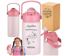 Vandens buteliukas vaikams mokyklai, darželiui, graviruotas pavadinimas, šviesa, BPA Free, 350 ml