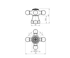 Vandens maišytuvo rankena Cross Rubineta 7x7mm raudona