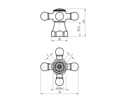 Vandens maišytuvo rankena Cross Rubineta 7x7mm mėlyna