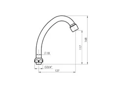 Vandens maišytuvo snapas Rubineta Rubineta J18x130mm chromuotas