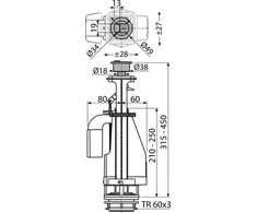 Vandens nuleidimo mechanizmas ALCAPLAST A08, dvigubas mygtukas