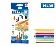 Vandenyje tirpūs spalvoti pieštukai su teptuku Milan 312, 12 spalvų