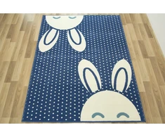 Vanhoutte DYWAN DLA DZIECI DZIECIĘCY KRÓLICZKI KROPKI GROCHY JEANS TANI 200x290 cm