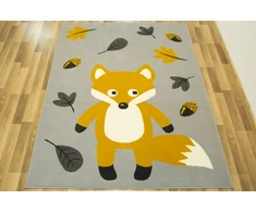 Vanhoutte DYWAN DZIECIĘCY PILKA MUSTARDOWY LISEK LEŚNY LIŚCIE LUNA KIDS 100x150 cm