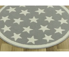 Vanhoutte DYWAN OKRĄGŁY PILKA KREMOWY GWIAZDY DLA DZIECI MIĘKKI LUNA KIDS śr. 80 cm