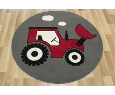 Vanhoutte śr. 120 cm DYWAN OKRĄGŁY DLA CHŁOPCA Z CZERWONYM TRAKTOR LUNA KIDS