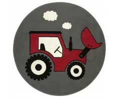 Vanhoutte śr. 120 cm DYWAN OKRĄGŁY DLA CHŁOPCA Z CZERWONYM TRAKTOR LUNA KIDS