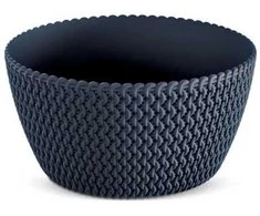 Proplastik Dekoratyvinis lėkštas gėlių vazonas Splofy D23.6cm H12.3cm plast./antracito sp.