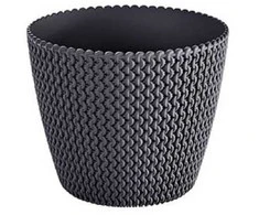 Prosperplast Dekoratyvinis gėlių vazonas Splofy D21.8cm H18.4cm plastikinis/t.pilkas