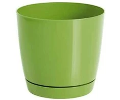 Prosperplast Dekoratyv. gėlių vazonas su padėklu Coubi Round P Ø18cm H16.5cm plastikinis/žalias