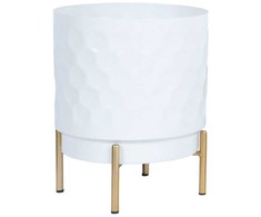 Home4You Vazonas DEIA D21xH26cm Balta/Auksinė