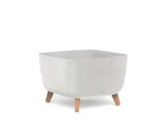 Prosperplast Vazonas GRACIA SQUARE ECO WOOD su kojelėmis 390x390x270 mm balta sp. Prosperplas
