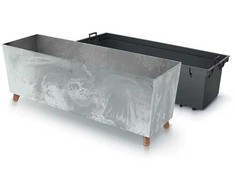 Prosperplast Vazonas/lovelis su įdėklu ir kojelėmis 770x235x300 mm betono spalva URBI Prosper