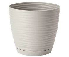 FORM PLASTIC Vazonas SAHARA su padėklu 11cm Pilkas