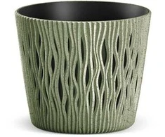 Vazonas SANDY ROUND ECO WOOD su įdėklu 3 L D189xH165 mm žalia sp. Prosperplast