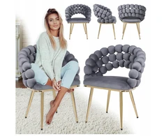 Velaco BUBBLE VELVET FOTOTELIS, MINŠTI ATRIA, TAMSIAI PILKA, AUKSINĖS KOJOS