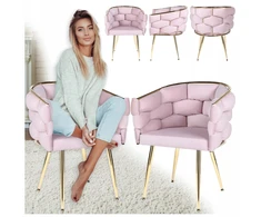 Velaco Velvet Glamour fotelis Borneo pudrinės rožės, auksinės kojos