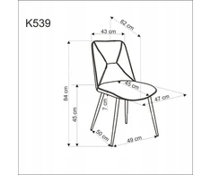 Veliūrinė kėdė su siūlėmis K539 smėlio spalvos Halmar