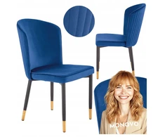 Veliūrinė kėdė svetainei Glamour Navy Mėlyna Juodas Gold Legs K446 Halmar