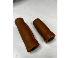 Velo Ergonomiškos odinės dviračio rankenos Ergo 130mm/100mm su kamštukais